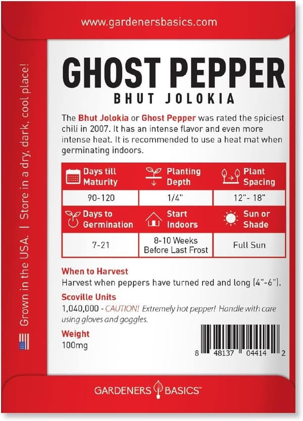 Ghost Pepper Seeds - Heirloom Non-GMO for Spicy Home Gardens
