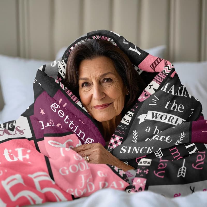 70th Birthday Blanket for Women - 1955 Design, 50