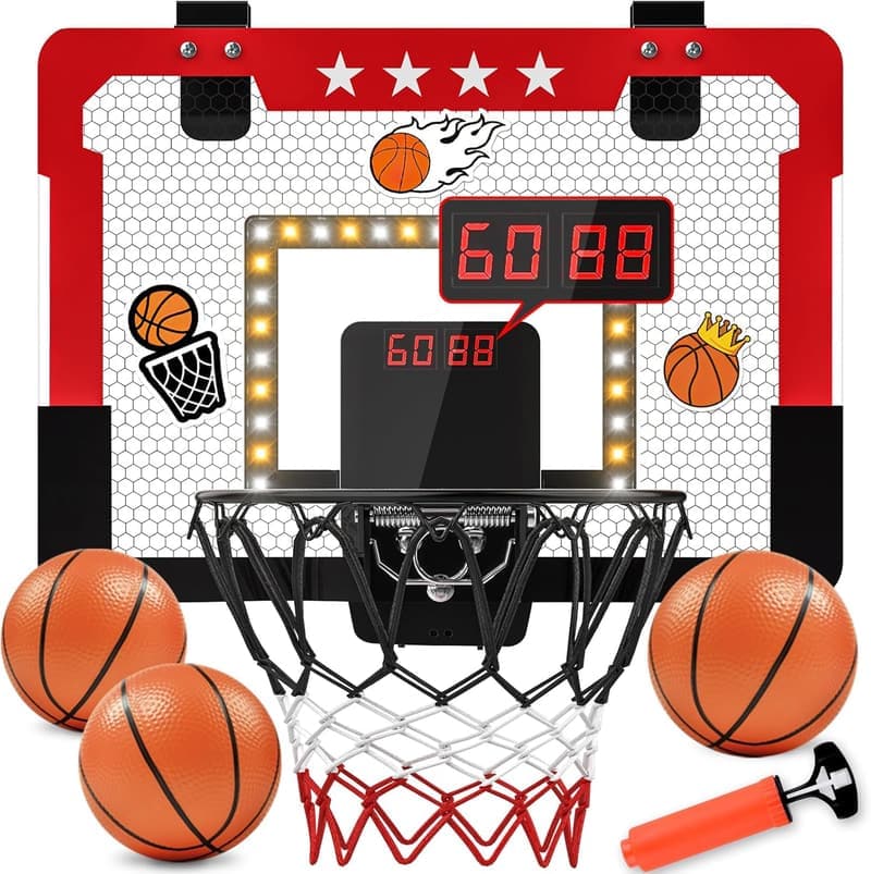 Indoor Basketball Hoop for Kids with LED Scoreboard