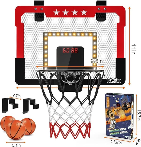 Indoor Basketball Hoop for Kids with LED Scoreboard