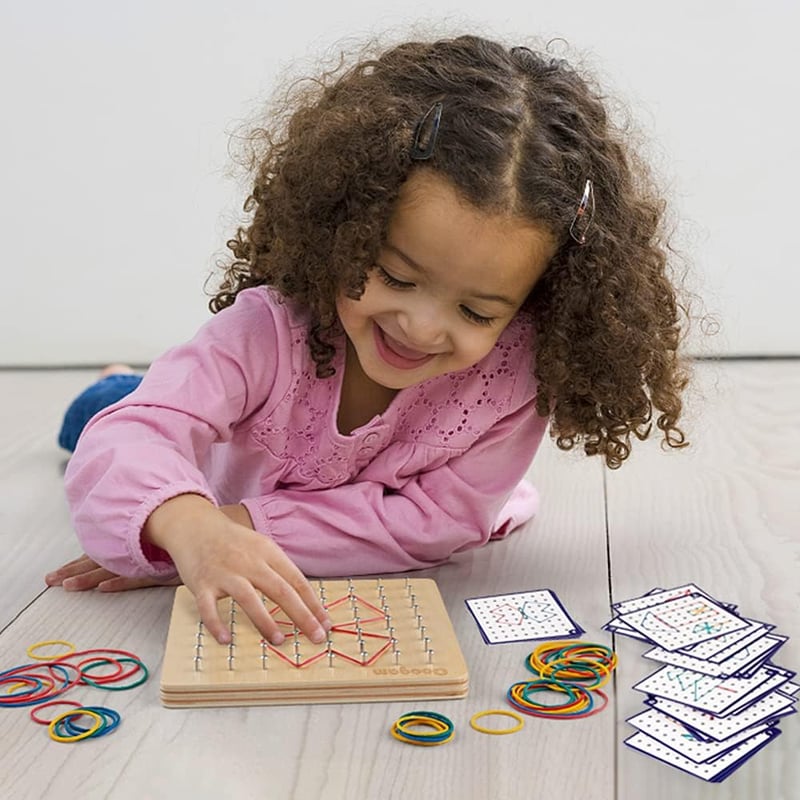 STEM Geoboard Puzzle Set with 30 Pattern Cards for Kids