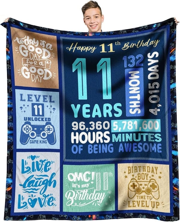 11th Birthday Gift: Cool 60 x 50 Inch Throw Blanket for Boys