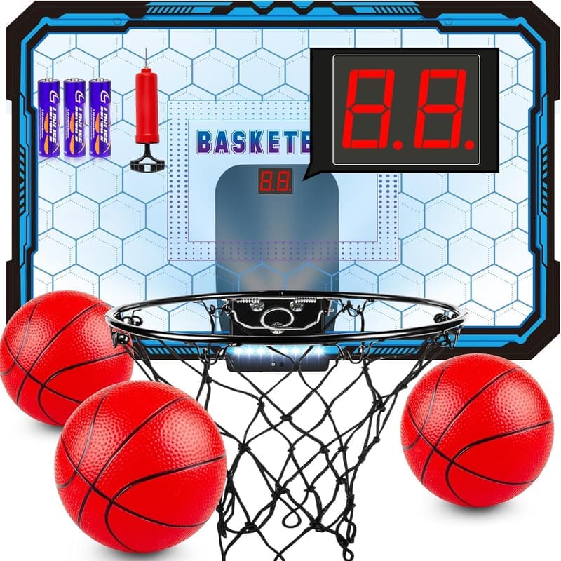 Indoor Mini Basketball Hoop with LED Lights for Boys 8-12