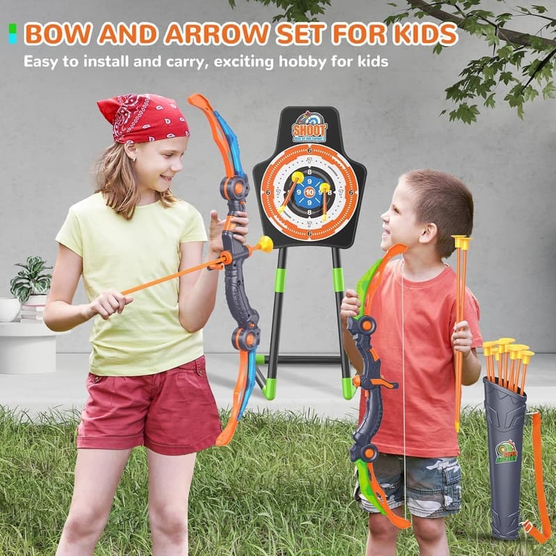 LED Light-Up Bow and Arrow Set for Kids' Birthdays, 2-Pack