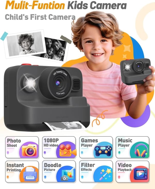 Kids Instant Print Camera - Digital Toy for Ages 3-12