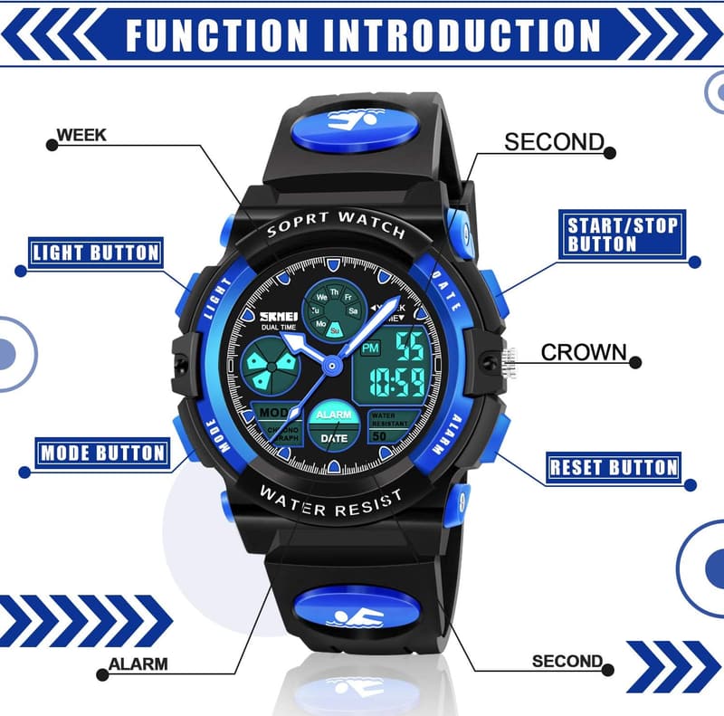 LED Waterproof Sports Watches for Kids - Great Gift for Boys