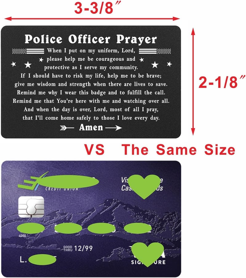 Police Officer Prayer Card - Engraved Wallet Insert Gift