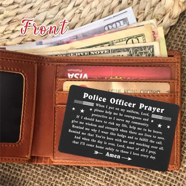 Police Officer Prayer Card - Engraved Wallet Insert Gift