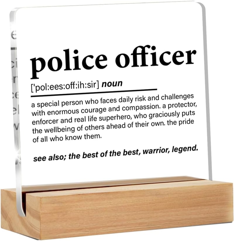 Police Officer Desk Sign - Clear Acrylic Decor, 4x4 Inches