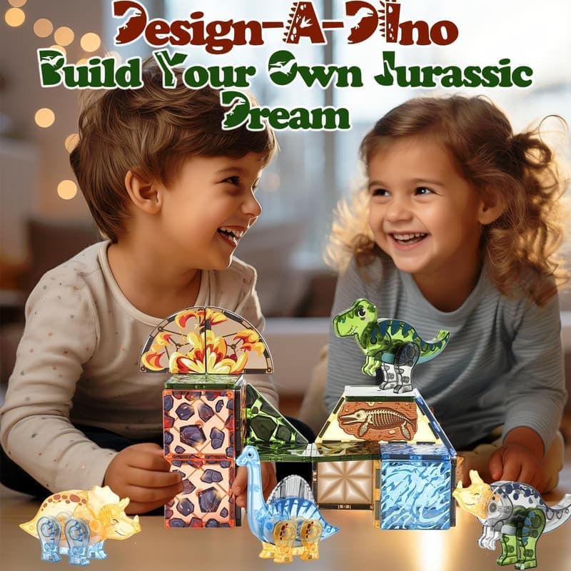 Dinosaur Magnetic Building Blocks - STEM Toys for Ages 3-8