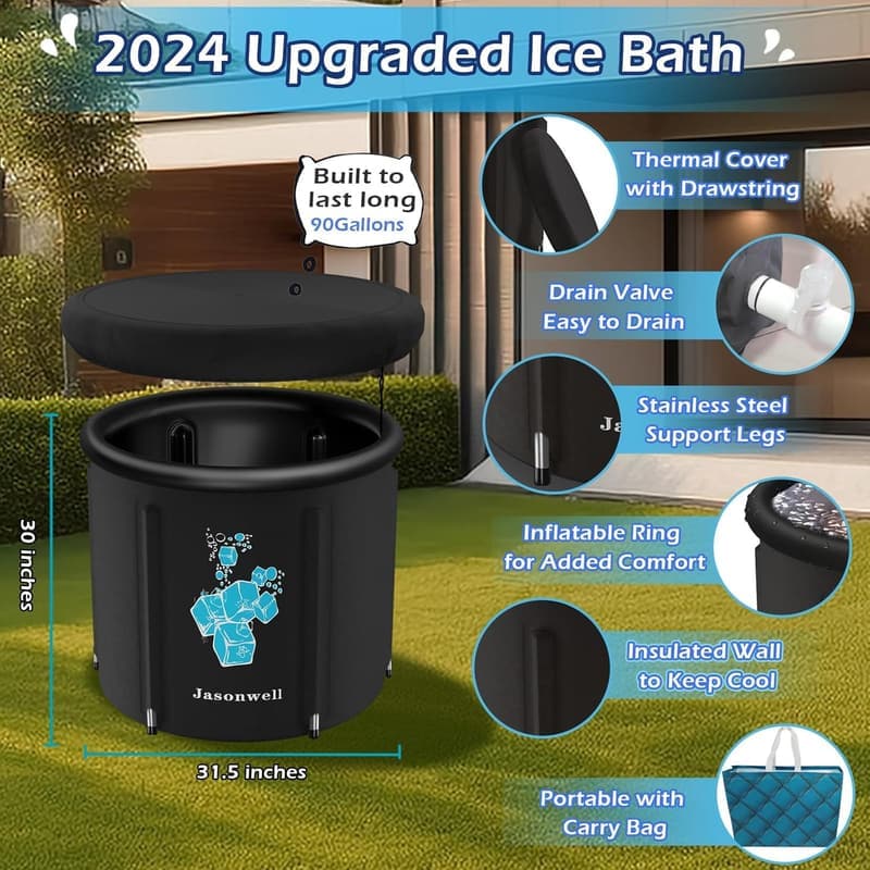 Heavy-Duty Ice Bath Tub for Athlete Recovery - Portable Inflatable Pool