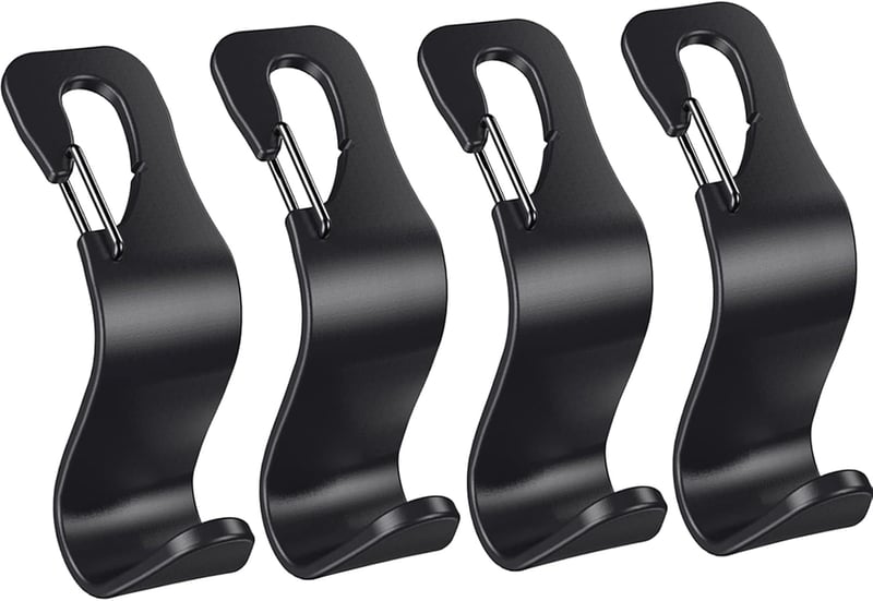 4-Pack Car Headrest Hooks for Handbags & Grocery Bags