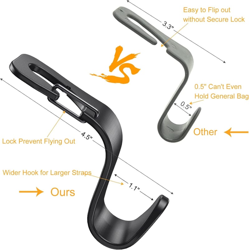 4-Pack Car Headrest Hooks for Handbags & Grocery Bags