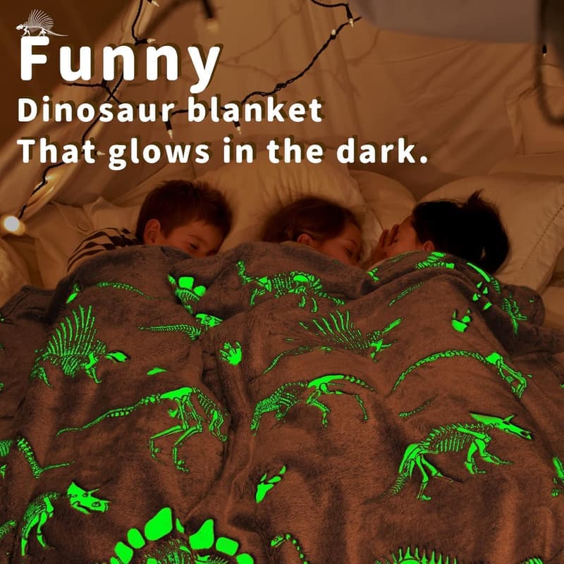 Glow-in-the-Dark Dinosaur Blanket for Boys and Girls, 50