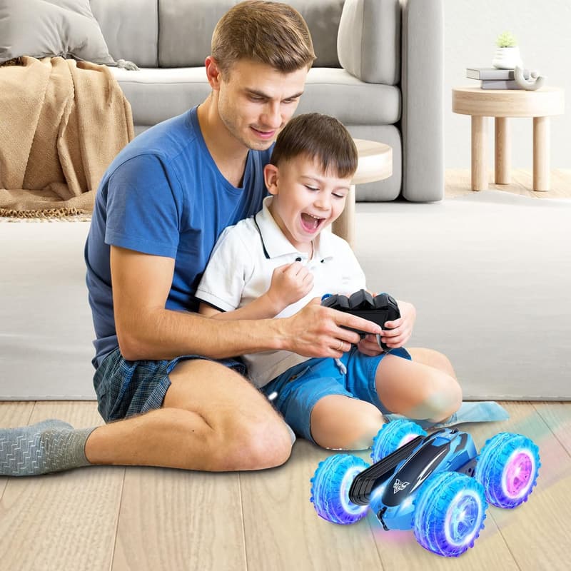 Remote Control Stunt Car with LED Lights for Boys 3-12 Years