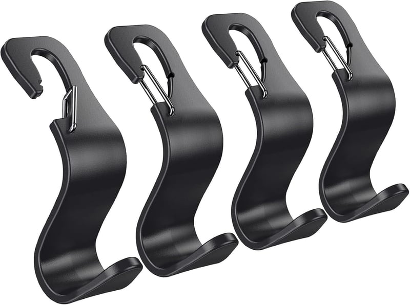 Car Seat Hooks for Purses and Bags - 4 Pack with Release Clip