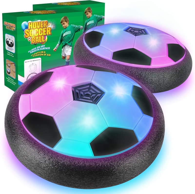 Indoor Hover Soccer Balls - LED Lighted with Foam Bumpers, 2 Pack
