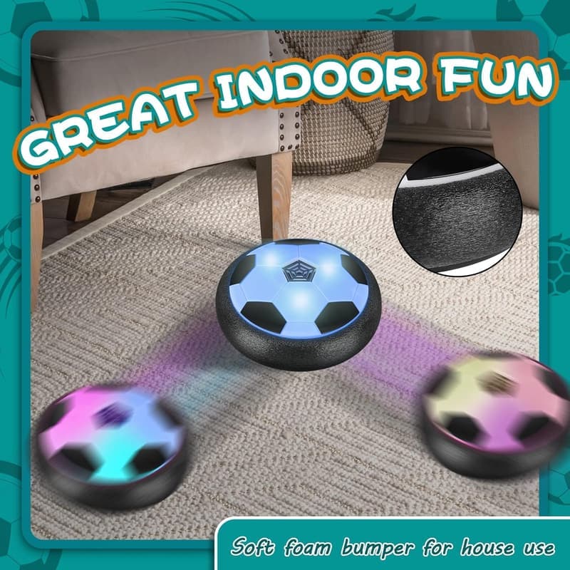 Indoor Hover Soccer Balls - LED Lighted with Foam Bumpers, 2 Pack