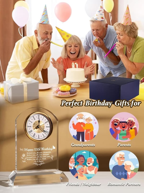 70th Birthday Quartz Desk Clock - Elegant Home Decoration