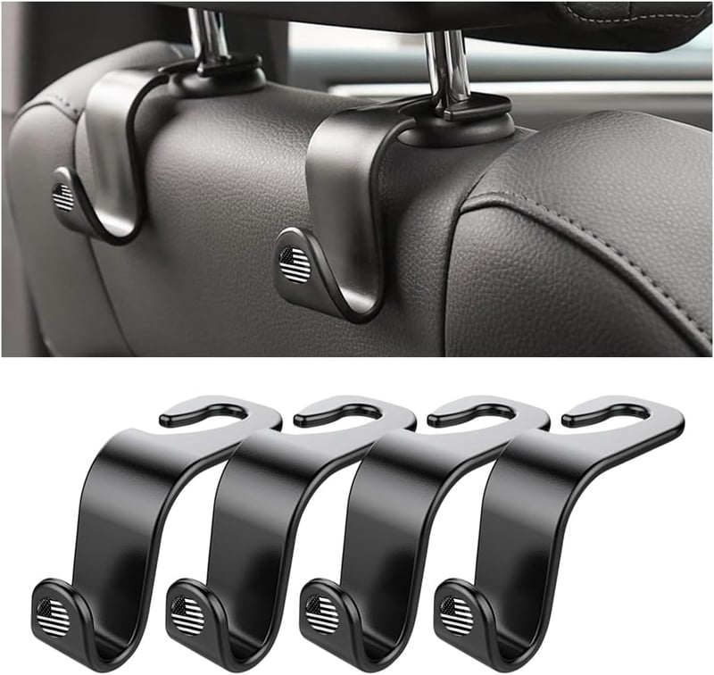 Durable Car Seat Headrest Hooks for Purses and Bags (4PCS)
