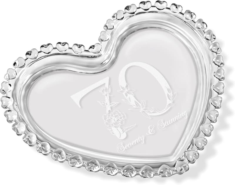 70th Birthday Personalized Glass Jewelry Tray for Women