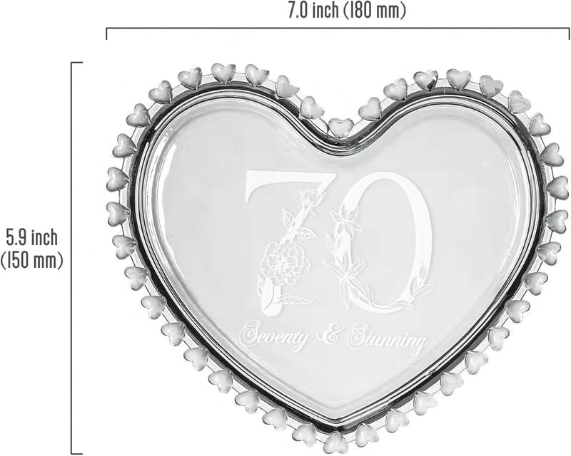 70th Birthday Personalized Glass Jewelry Tray for Women
