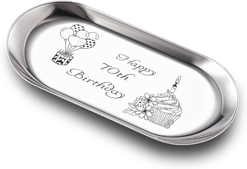 70th Birthday Personalized Stainless Steel Jewelry Tray