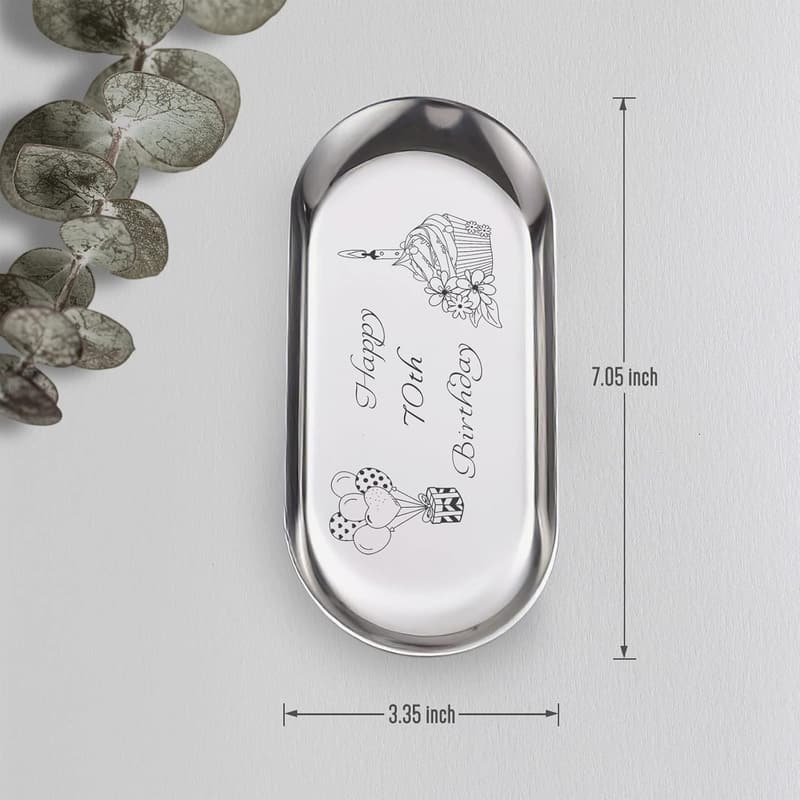 70th Birthday Personalized Stainless Steel Jewelry Tray