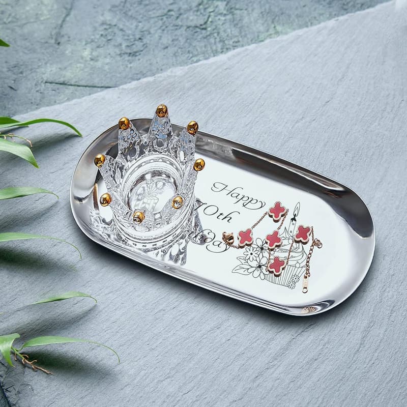 70th Birthday Personalized Stainless Steel Jewelry Tray
