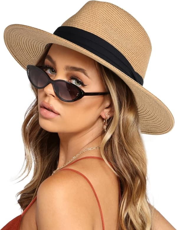 Wide Brim Straw Panama Hat for Women and Men - Summer Sun Protection
