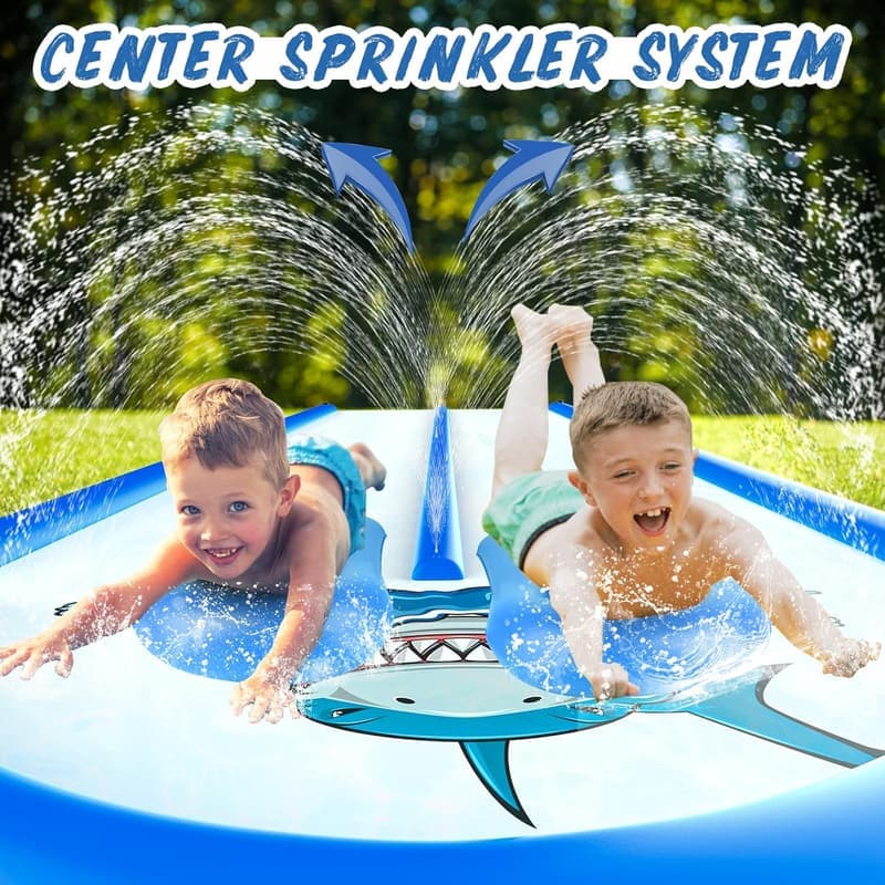 20FT Double Lane Slip n Slide with 2 Bodyboards for Summer Fun