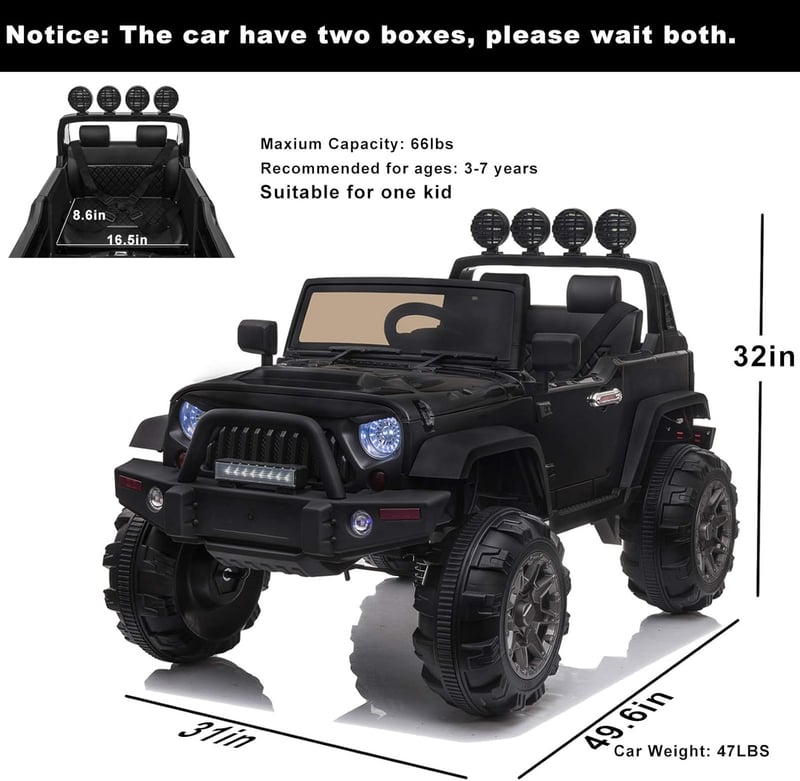 Kids Electric Ride-On Truck with Remote Control & LED Lights