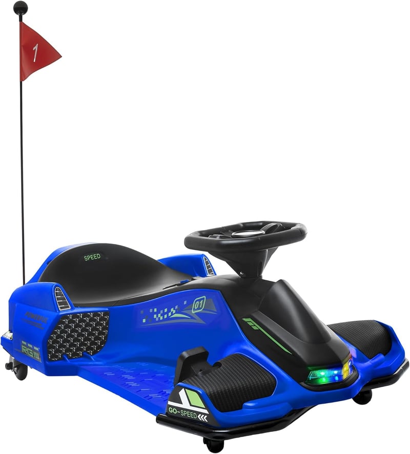 12V Battery-Powered Go Kart for Ages 8-12 - Drifting, Lights & Music