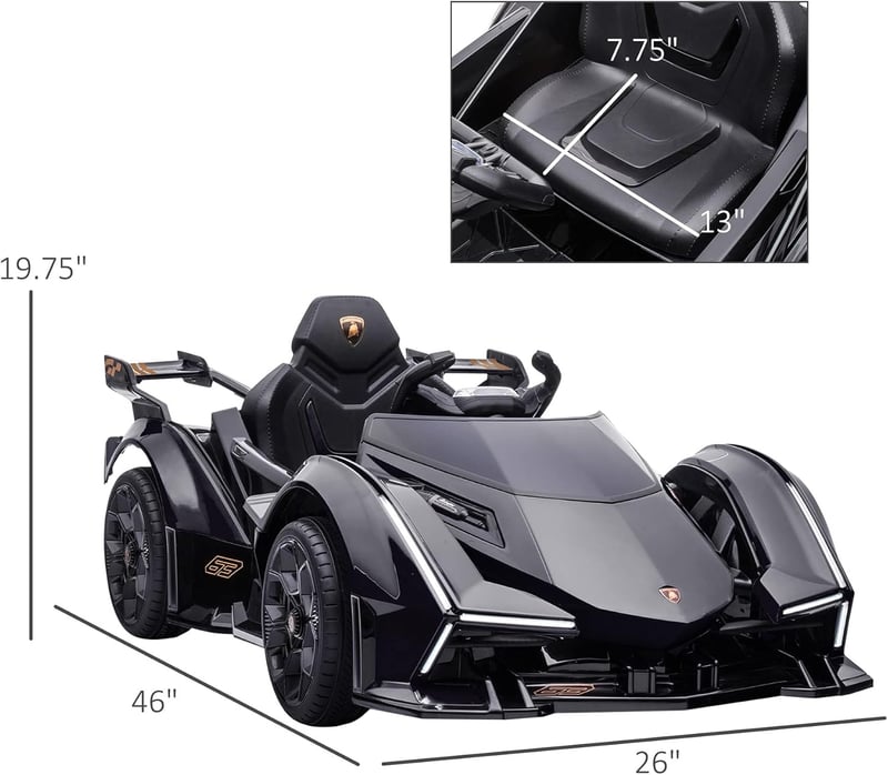 Licensed Lamborghini Ride-On Car for 3-6 Year Olds, Black