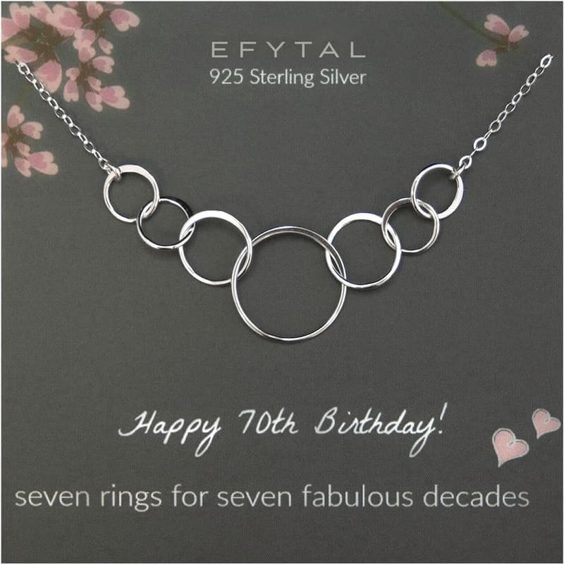 70th Birthday Sterling Silver Necklace for Women