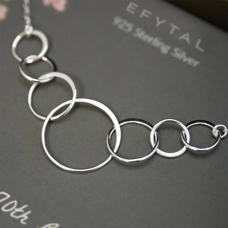 70th Birthday Sterling Silver Necklace for Women