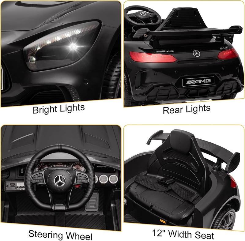 Licensed Mercedes Benz AMG GTR 12V Electric Ride-On Car - Black
