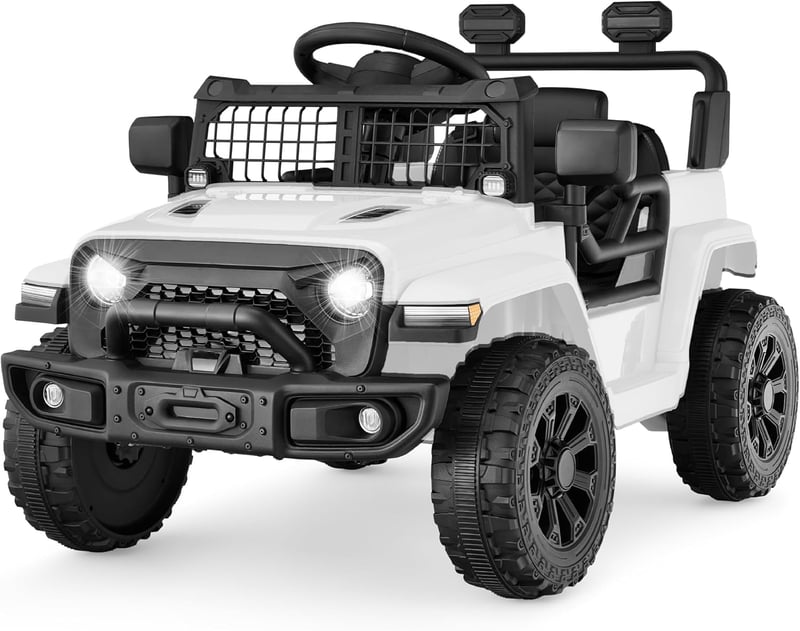 Kids Electric Mini Truck Ride-On Toy with Remote Control - White