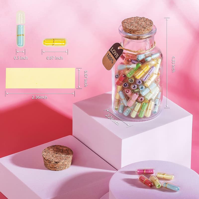 Cute Message in a Bottle Love Notes for Couples (100pcs)