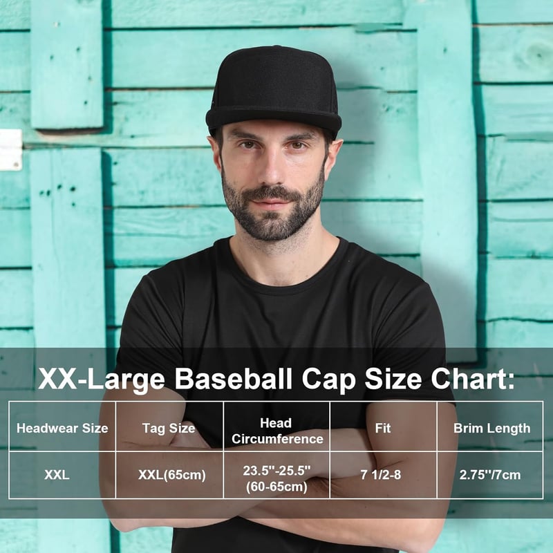 Adjustable XXL Flat Brim Baseball Cap for Men
