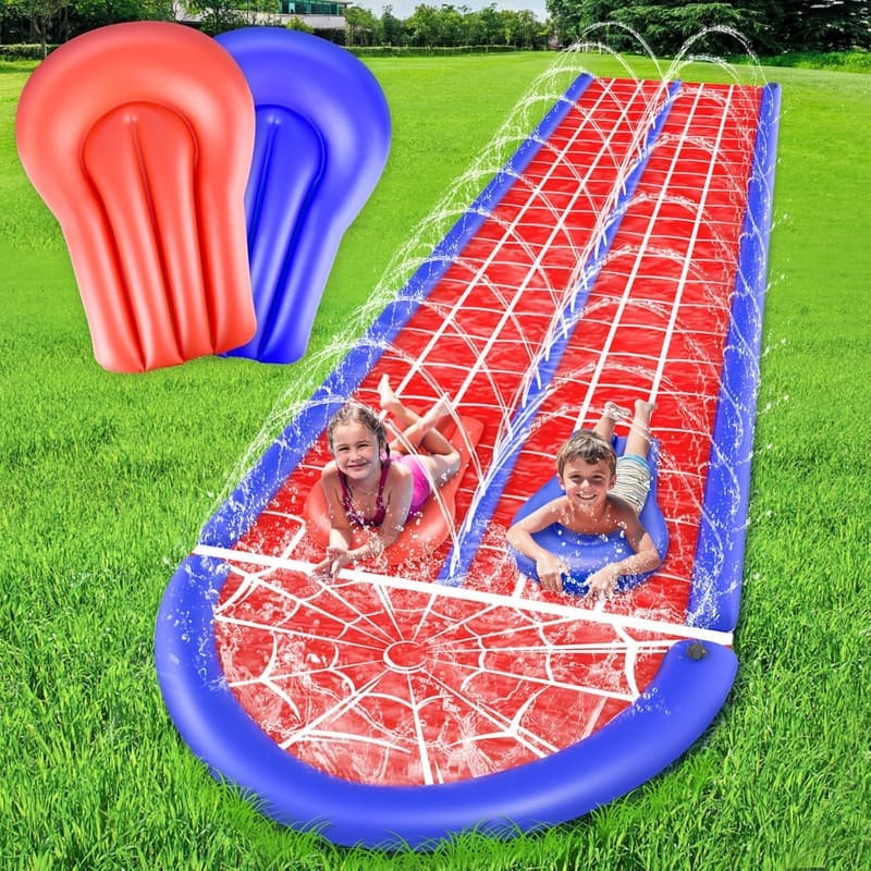 30Ft Double Lane Slip n Slide with 2 Bodyboards for Summer Fun