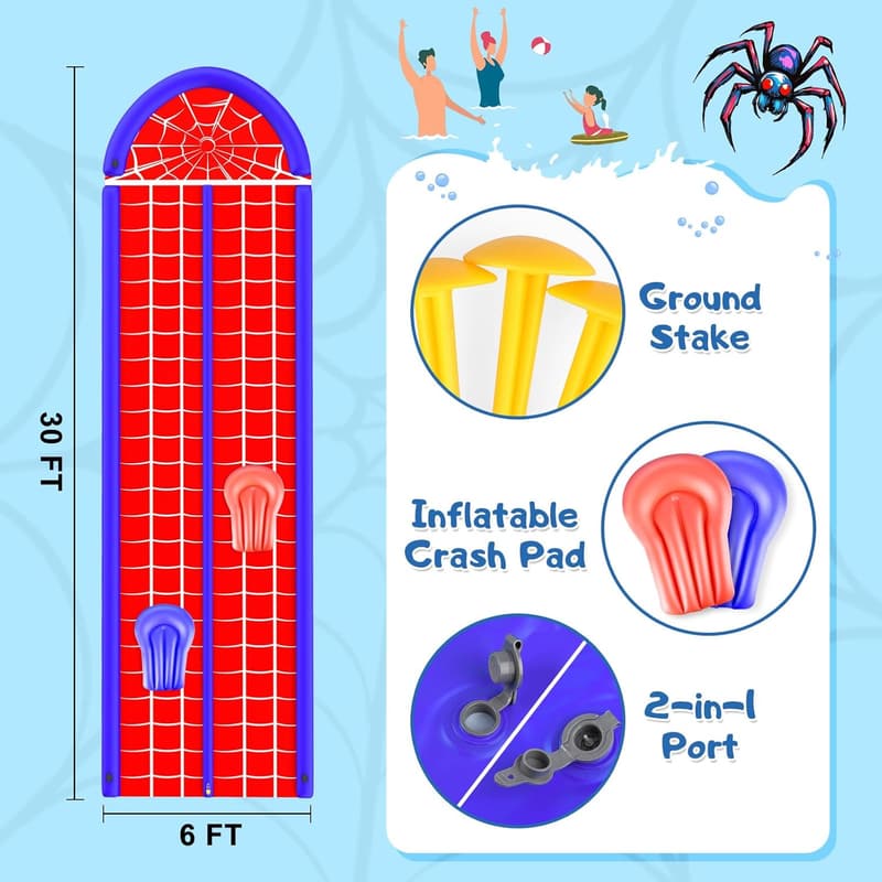 30Ft Double Lane Slip n Slide with 2 Bodyboards for Summer Fun