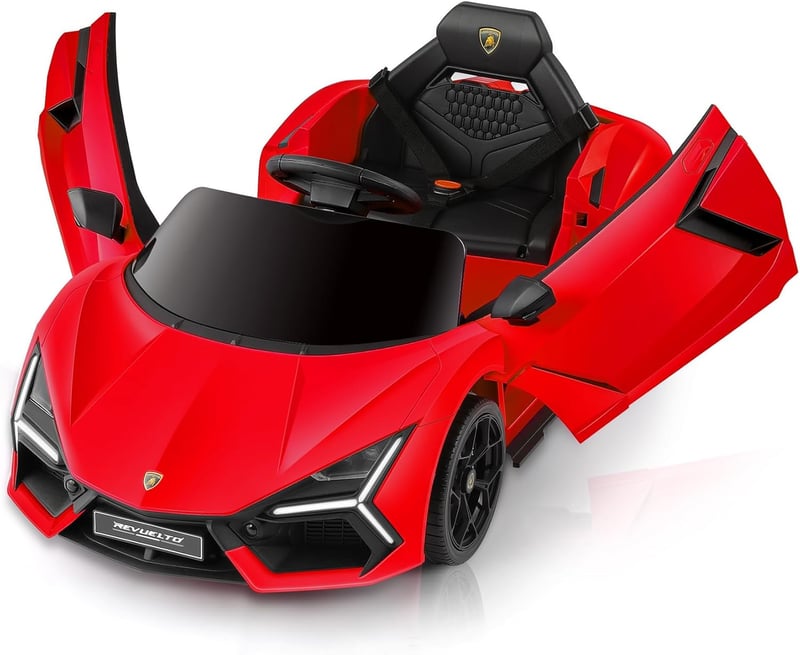Kids Lamborghini Electric Car with Remote, LED, Bluetooth, Red