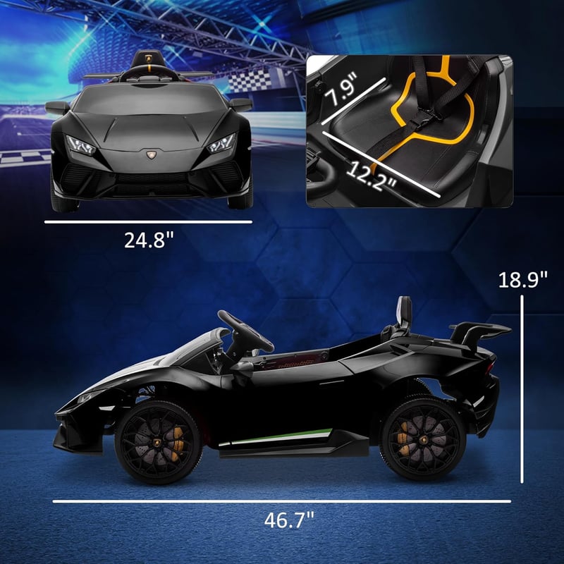 12V Licensed Lamborghini Huracan Electric Car for Kids - Black