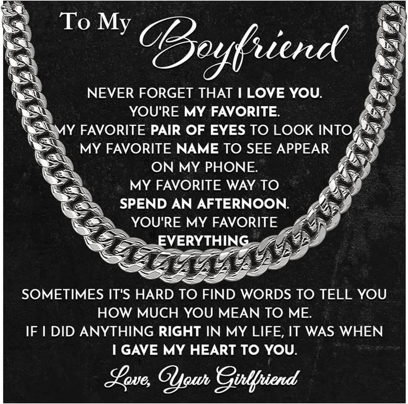 Birthday Boyfriend Necklace with Message Card - Valentine's Gift