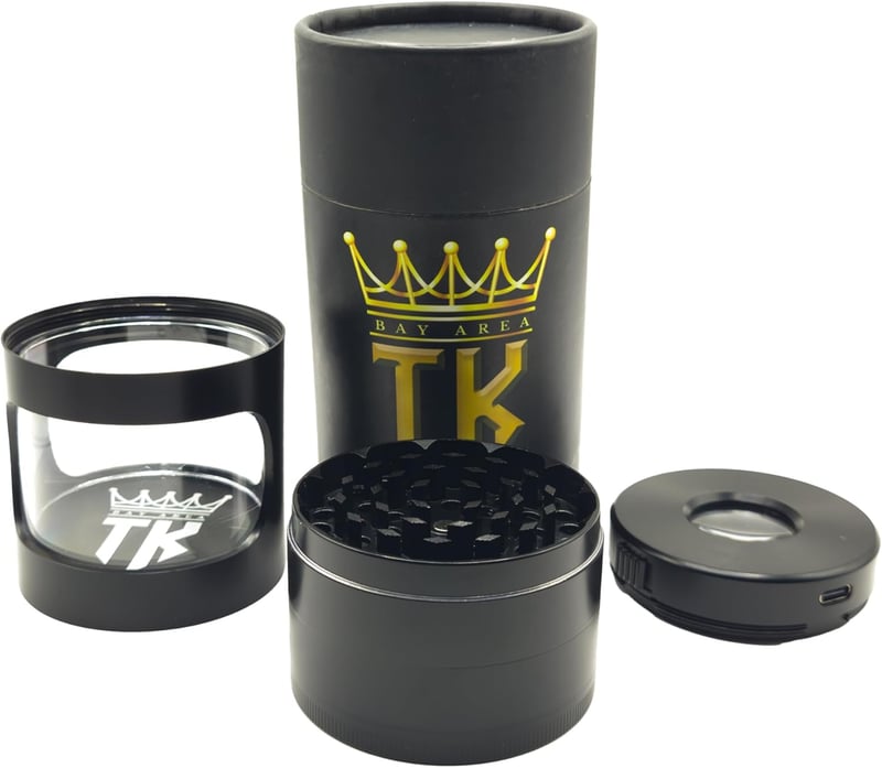 Premium Herb and Spice Grinder with LED Container and Magnetic Lid