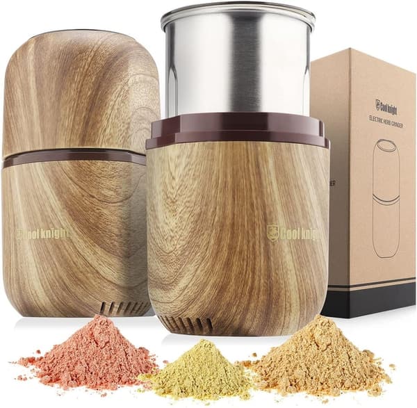 Electric Herb Grinder - High-Speed, Large Capacity, Wood Grain