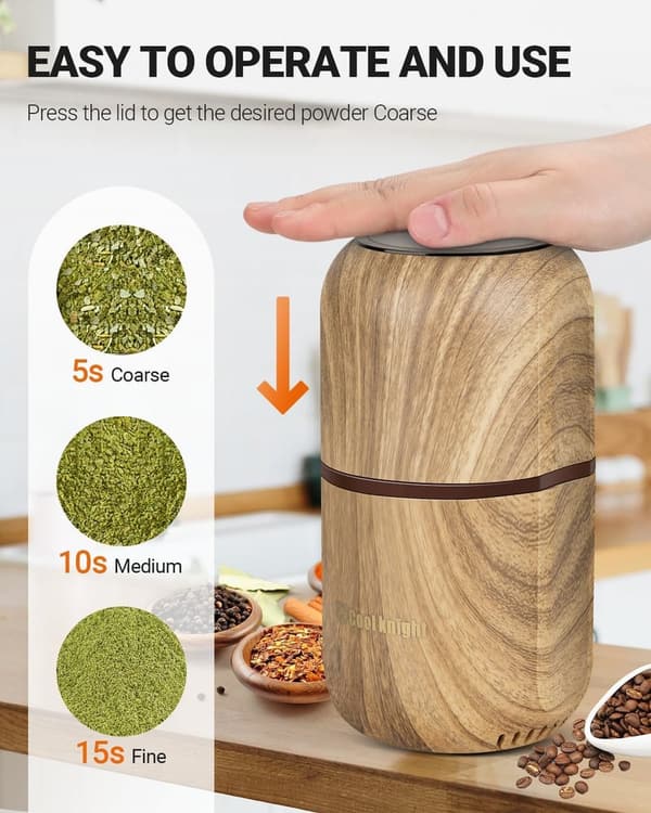 Electric Herb Grinder - High-Speed, Large Capacity, Wood Grain