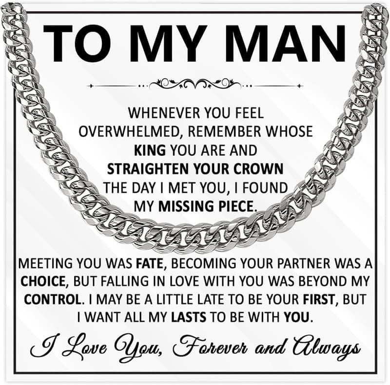 Boyfriend Cuban Link Chain Necklace with Card