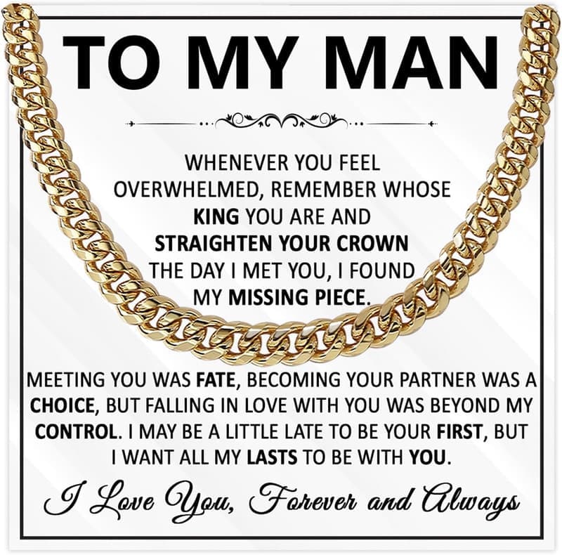 Boyfriend Cuban Link Chain Necklace with Card